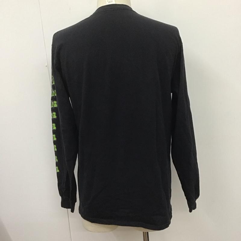 ギルダン GILDAN カットソー 長袖 長袖カットソー クルーネックカットソー ロングスリーブカットソー プリントTシャツ M プリント 黒 / ブラック /  メンズ USED 古着 中古 10108494