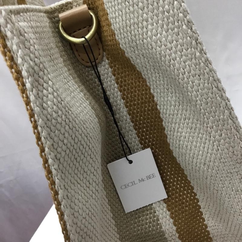 セシルマクビー CECIL McBEE トートバッグ トートバッグ ショルダー ストライプ 白 / ホワイト / X ベージュ / ベージュ / X キャメル / キャメル / レディース USED 古着 中古 10111238