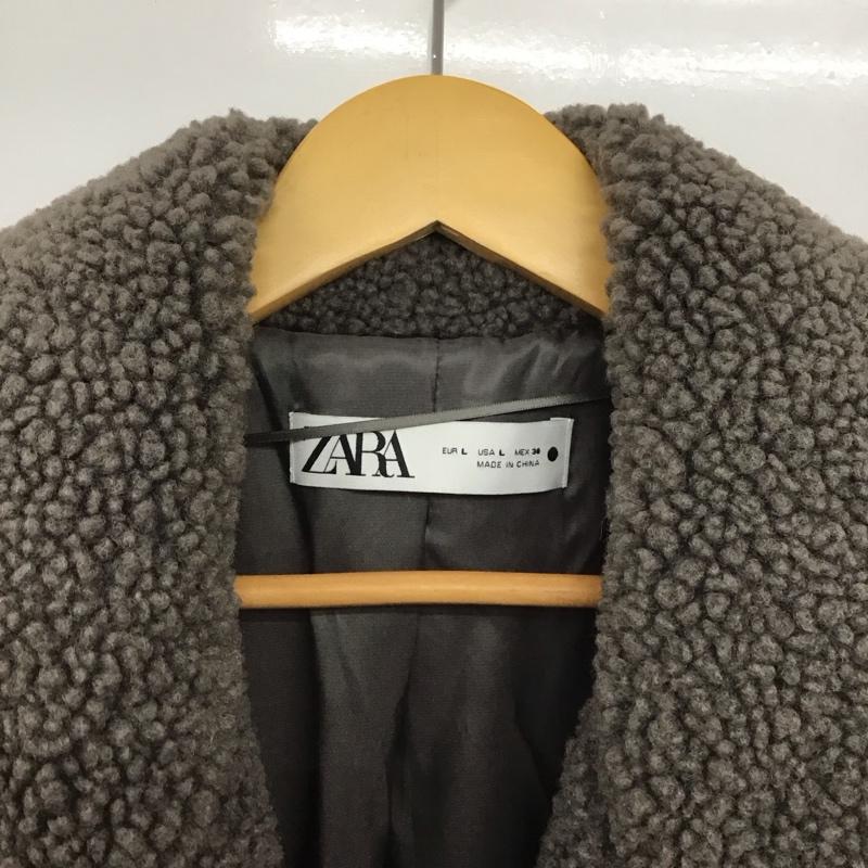 ザラ ZARA ジャケット、上着 ジャンパー、ブルゾン ロングコートジャケット アウター カラージャケット フリースジャケット L 無地 灰 / グレー / レディース USED 古着 中古 10138299