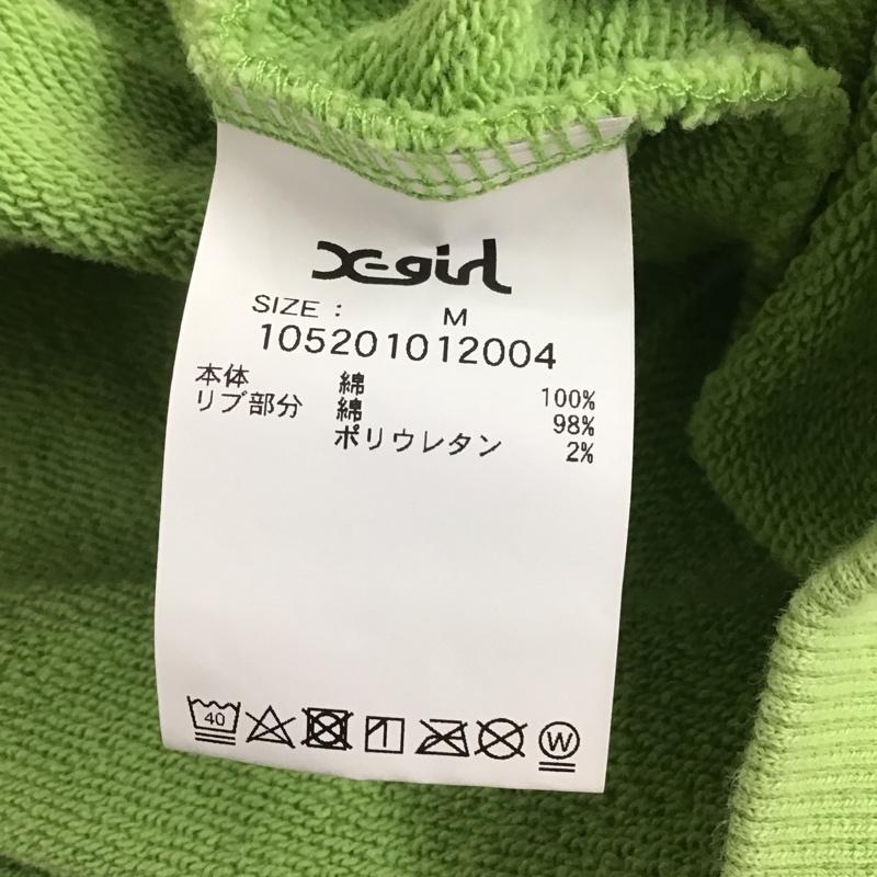 エックスガール X-girl パーカー 長袖 105201012004 BOX LOGO ZIP SWEAT HOODIE バックロゴ フルジップ M ロゴ、文字 黄緑 / イエローグリーン / レディース USED 古着 中古 10143786