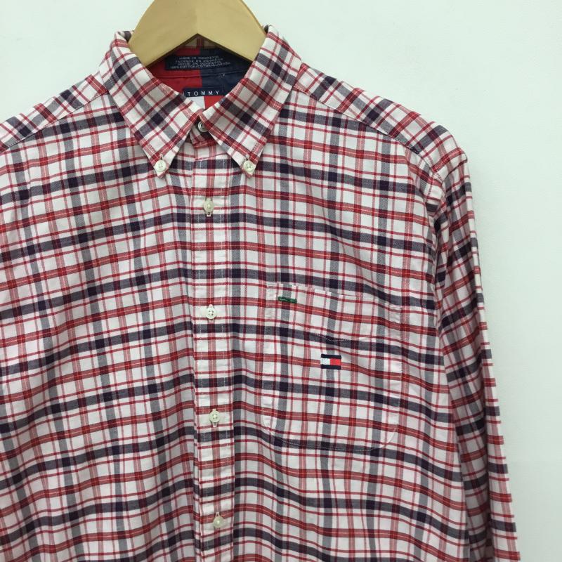 トミーヒルフィガー TOMMY HILFIGER シャツ、ブラウス 長袖 L チェック 桃 / ピンク / X 赤 / レッド / メンズ USED 古着 中古 10138864