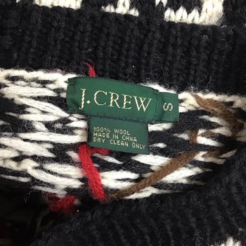 ジェイクルー J.CREW ニット、セーター 長袖 クルーネック ウール S 総柄 黒 / ブラック / X 白 / ホワイト / X 茶 / ブラウン / X 赤 / レッド / メンズ USED 古着 中古 10112656