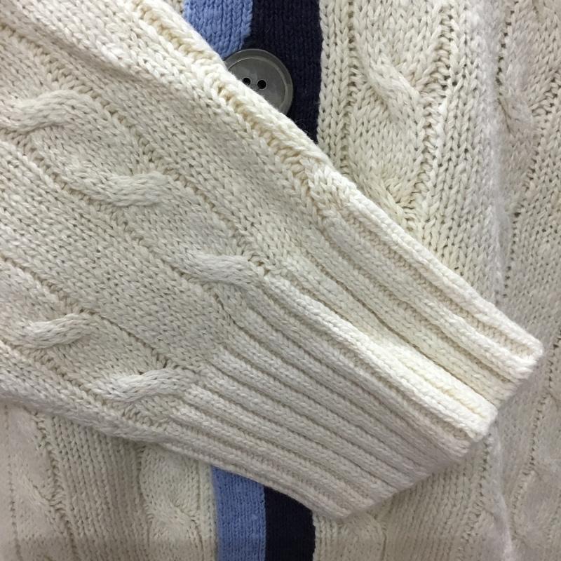 ブルックスブラザーズ BROOKS BROTHERS カーディガン 長袖 Vネック コットン リネン 綿麻 M 白 / ホワイト / X 紺 / ネイビー / X 水色 / ライトブルー / メンズ USED 古着 中古 10112876