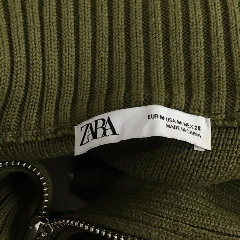ザラ ZARA ニット、セーター 長袖 長袖ニットカットソー セーター ジップアップネック M 無地 カーキ / カーキ / レディース USED 古着 中古 10118529