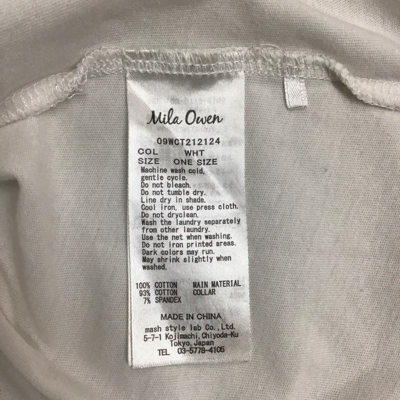 ミラオーウェン Mila Owen Tシャツ 半袖 09WCT212124 短丈ワイドグラフィックTシャツ プリントTシャツ M ロゴ、文字 白 / ホワイト / レディース USED 古着 中古 10116912