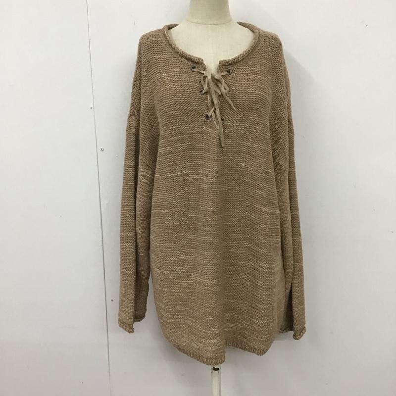 ジーナシス JEANASIS ニット、セーター 長袖 長袖ニットカットソー ニット セーター 編み上げネックニット FREE 無地 茶 / ブラウン / レディース USED 古着 中古 10119044