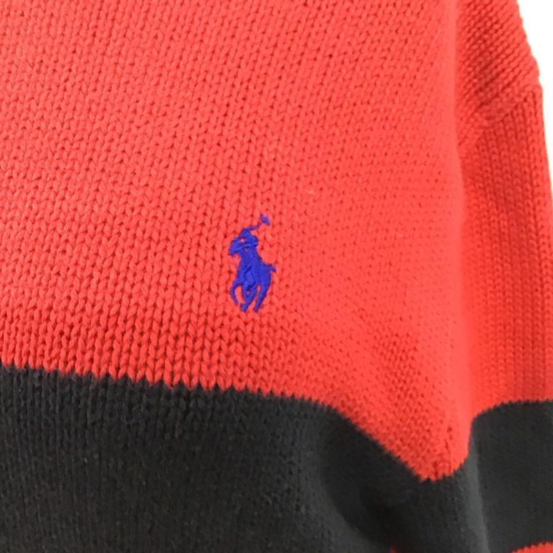 ポロラルフローレン POLO RALPH LAUREN ニット、セーター 長袖 ボーダー コットンニット L ワンポイント 赤 / レッド / X 紺 / ネイビー /  レディース USED 古着 中古 10114761