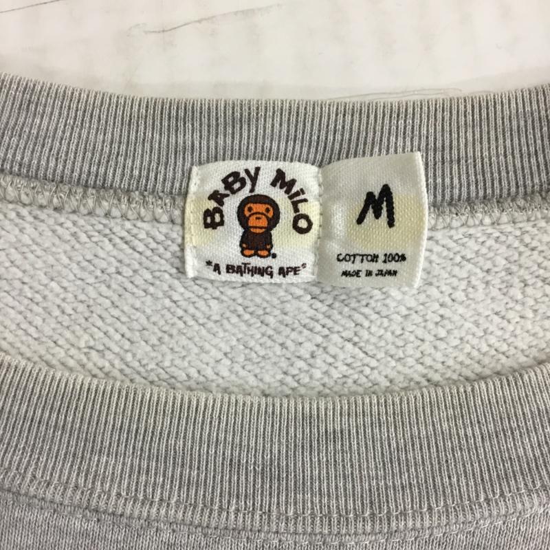 アベイシングエイプ A BATHING APE トレーナー 長袖 長袖トレーナー スウェット クルーネック リブスウェットカットソー M プリント 灰 / グレー /  メンズ USED 古着 中古 10120801