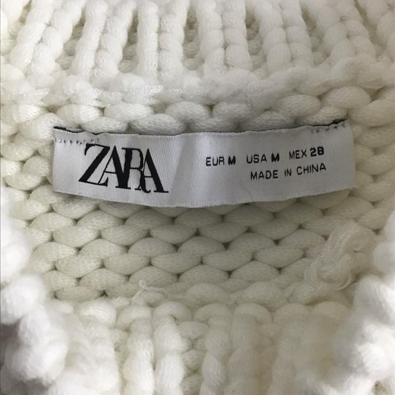 ザラ ZARA ニット、セーター 半袖 ニットベスト ノースリーブカットソー ショート丈ニット M 無地 白 / ホワイト / レディース USED 古着 中古 10110445