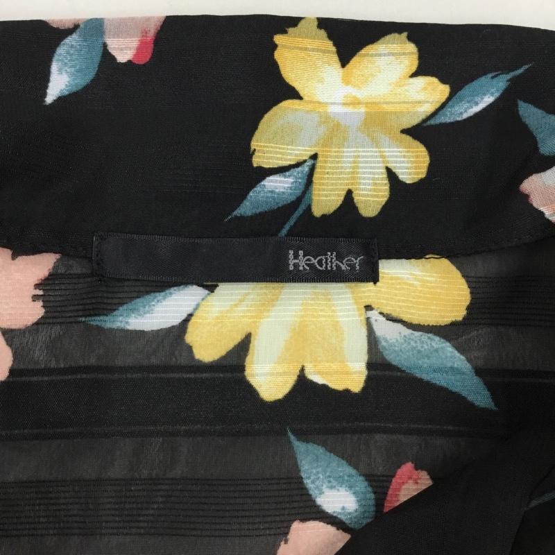 ヘザー Heather シャツ、ブラウス 七分袖 HE061255TO 開襟 オープンカラー FREE 花柄 黒 / ブラック / レディース USED 古着 中古 10112902