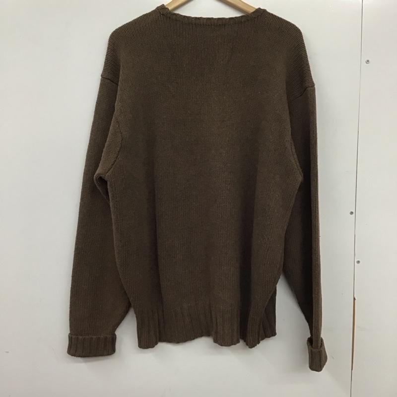 ポロバイラルフローレン Polo by RALPH LAUREN ニット、セーター 長袖 長袖ニットカットソー クルーネック セーター L 無地 茶 / ブラウン / メンズ USED 古着 中古 10133693