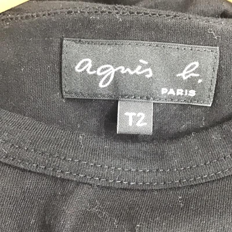 アニエス・ベー agnes b. Tシャツ 半袖 プリント 黒 / ブラック / レディース USED 古着 中古 10130303