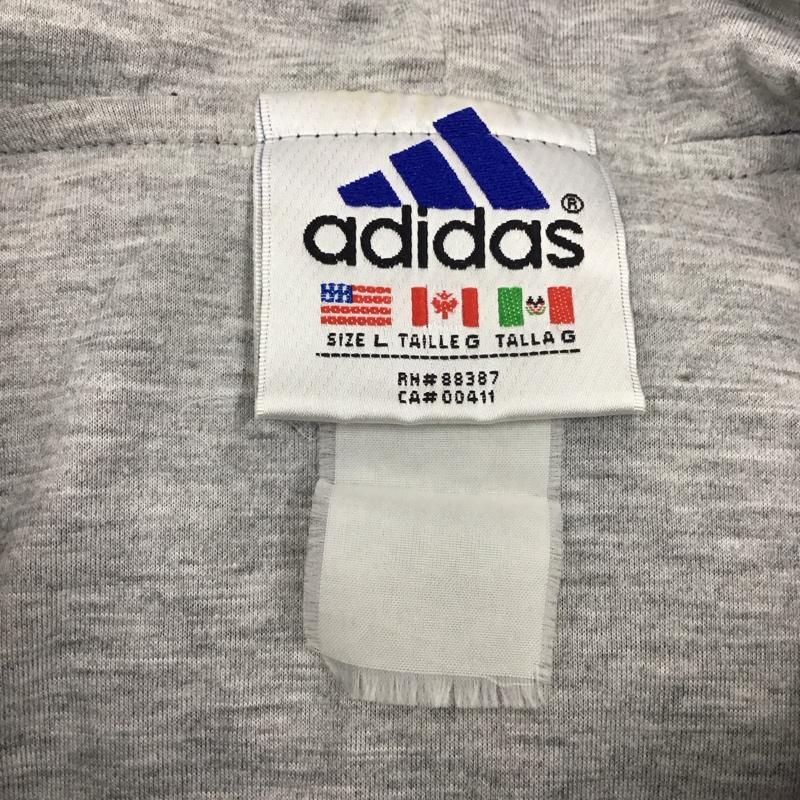 アディダス adidas ジャケット、上着 ジャケット、ブレザー ナイロンジャケット プルオーバー スポーツウェア カジュアルジャケット L ロゴ、文字 紺 / ネイビー / メンズ USED 古着 中古 10110976