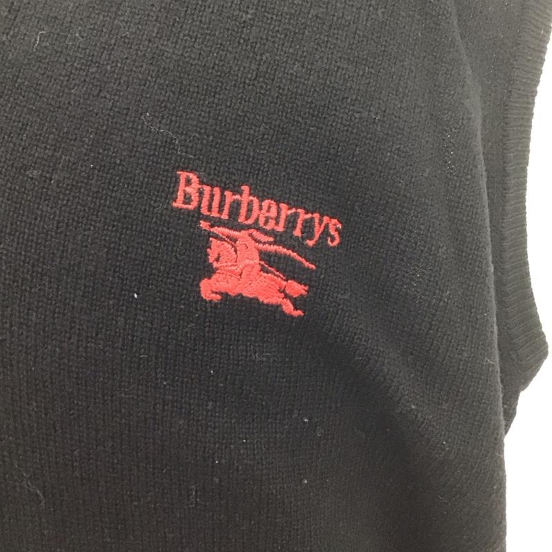 バーバリーズ BURBERRYS ベスト ベスト ニットベスト ノースリーブカットソー プルオーバー 40 ロゴ、文字 黒 / ブラック / メンズ USED 古着 中古 10127482