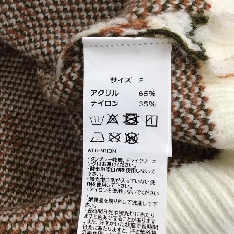 アビトーキョー ABITOKYO カーディガン 長袖 FREE 総柄 白 / ホワイト / X 茶 / ブラウン / レディース USED 古着 中古 10130373