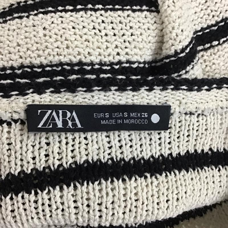 ザラ ZARA ニット、セーター 長袖 1165 118 104 サマーニット S ボーダー柄 黒 / ブラック / X アイボリー / アイボリー /  レディース USED 古着 中古 10113499