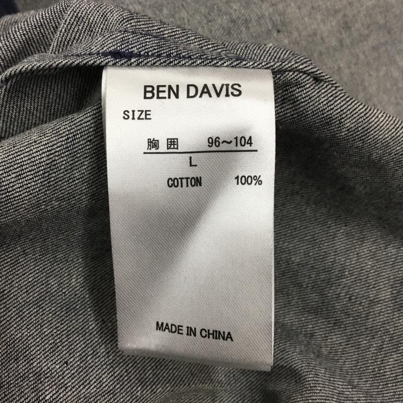 ベンデイビス BEN DAVIS シャツ、ブラウス 長袖 長袖シャツ カラーシャツ ポケットシャツ 長袖カットソー L ロゴ、文字 インディゴ / インディゴ /  メンズ USED 古着 中古 10114355
