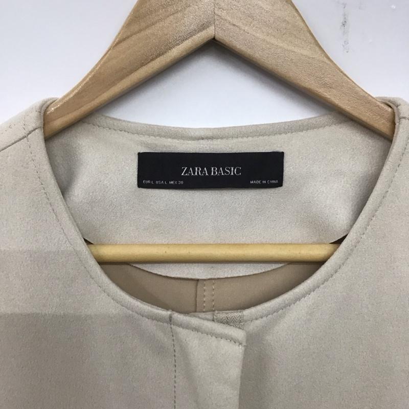 ザラ ZARA ジャケット、上着 ジャケット、ブレザー ノーカラー フェイクスエード L 無地 ベージュ / ベージュ / レディース USED 古着 中古 10138672
