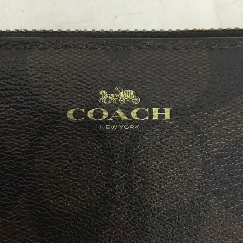コーチ COACH 財布 長財布 F59267 ラウンドファスナー シグネチャー ロゴ、文字 黒 / ブラック / X 茶 / ブラウン / レディース USED 古着 中古 10134630