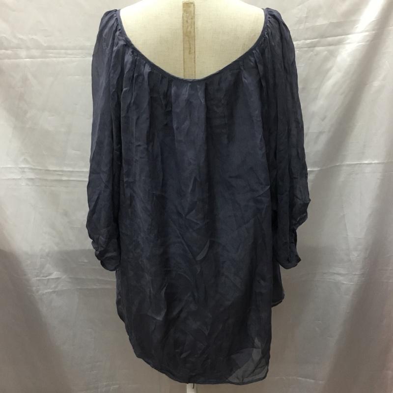 ザラウーマン ZARA WOMAN カットソー 半袖 半袖カットソー シアーシャツ ワイドネックカットソー M 無地 紺 / ネイビー /  レディース USED 古着 中古 10112255