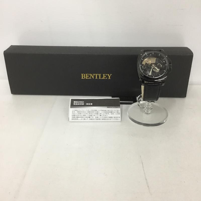 ベントレー BENTLEY 腕時計 アナログ(自動巻き) BT-AM077-BKB レザーバンド 箱有 機械式腕時計 ロゴ、文字 黒 / ブラック / メンズ USED 古着 中古 10127312