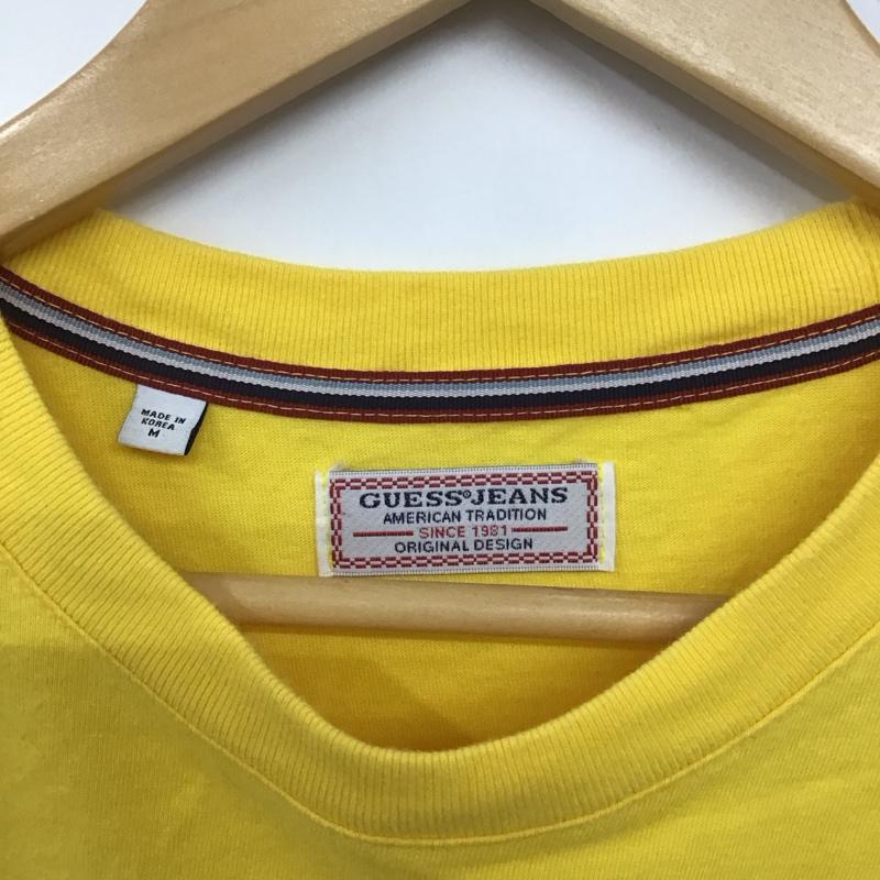 ゲス Guess Tシャツ 半袖 半袖カットソー プリントTシャツ クルーネックカットソー M ロゴ、文字 黄 / イエロー / メンズ USED 古着 中古 10136671