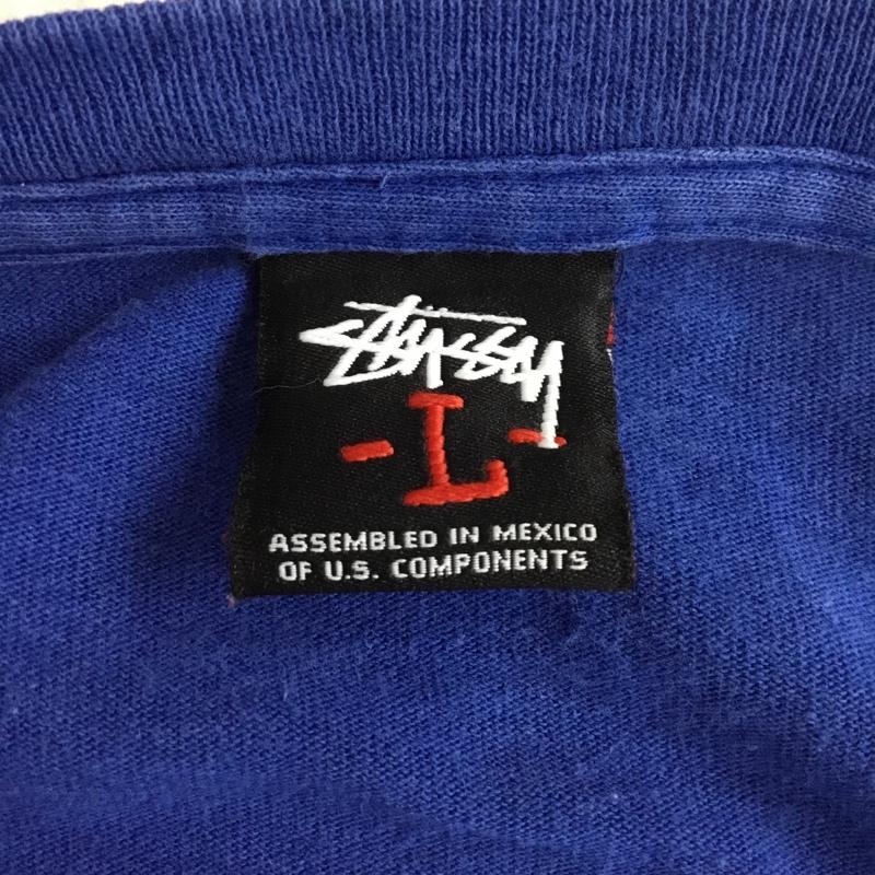 ステューシー STUSSY Tシャツ 半袖 半袖カットソー プリントTシャツ クルーネックカットソー L ロゴ、文字 青 / ブルー /  メンズ USED 古着 中古 10109393