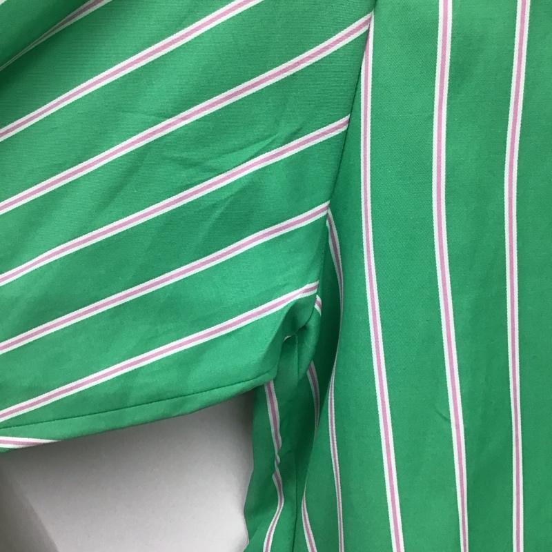 ザラ ZARA シャツ、ブラウス 長袖 3666 165 131 オーバーサイズ XS ストライプ 緑 / グリーン / X 白 / ホワイト / X 桃 / ピンク / レディース USED 古着 中古 10131306