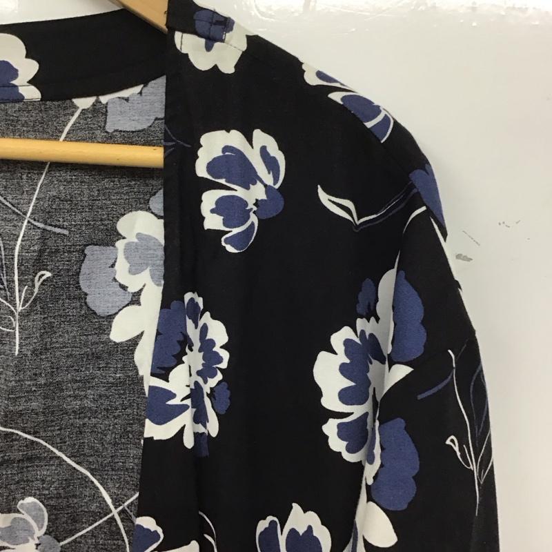 アズールバイマウジー AZUL BY MOUSSY カーディガン 半袖 250CSA30-587D BIG FLOWER GOWN ビッグフラワーガウン S 総柄 X 花柄 黒 / ブラック / レディース USED 古着 中古 10138094