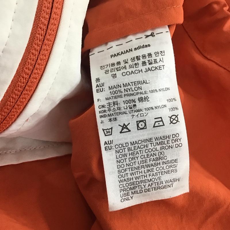 アディダス adidas ジャケット、上着 ジャンパー、ブルゾン dv3171 コーチジャケット ジップアップジャケット アウター ロゴ、文字 白 / ホワイト / X 橙 / オレンジ / メンズ USED 古着 中古 10141009