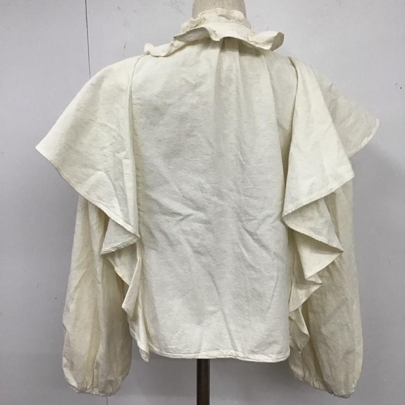 ザラ ZARA シャツ、ブラウス 長袖 0327 001 251 フリル クロップド丈 M 無地 アイボリー / アイボリー / レディース USED 古着 中古 10126068