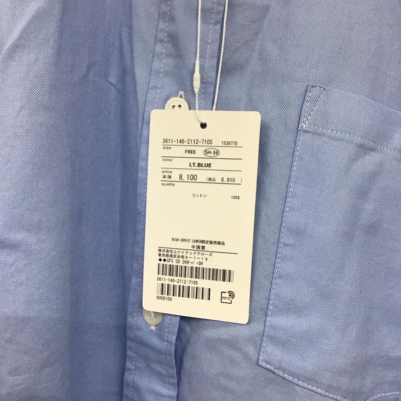 ユナイテッドアローズグリーンレーベルリラクシング UNITED ARROWS green label relaxing シャツ、ブラウス 長袖 3611-146-2112-7105 コットン オックス オーバー シャツ 36 無地 水色 / ライトブルー / レディース USED 古着 中古 10133799