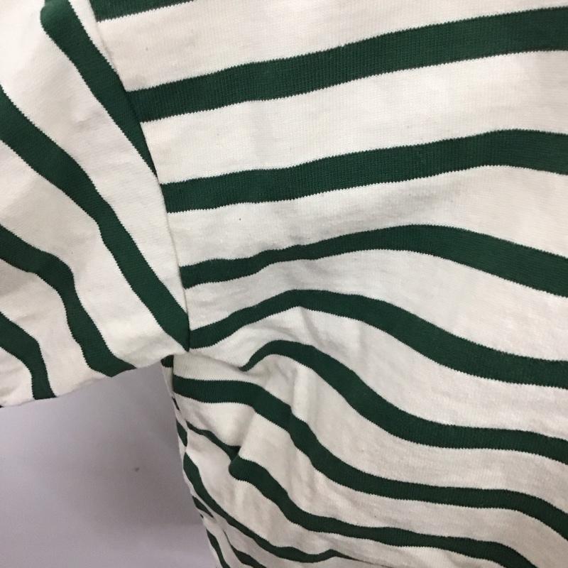 ひより HIYORI カットソー 長袖 長袖カットソー クルーネックカットソー ロングスリーブカットソー ボーダーTシャツ FREE ボーダー柄 白 / ホワイト / X 緑 / グリーン / レディース USED 古着 中古 10124076