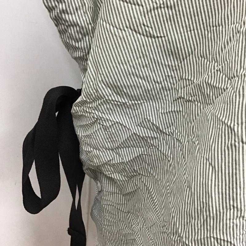 ザラベーシック ZARA BASIC カットソー 半袖 ノースリーブシャツ ストライプシャツ 前開きシャツ M ストライプ カーキ / カーキ / レディース USED 古着 中古 10117830
