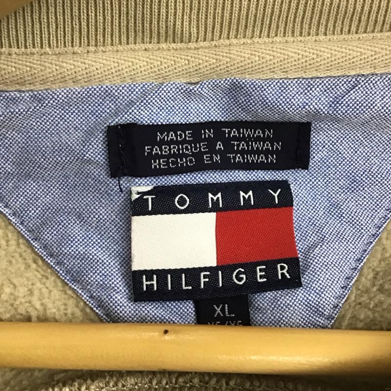 トミーヒルフィガー TOMMY HILFIGER トレーナー 長袖 長袖トレーナー スウェット クルーネック プルオーバー XL ロゴ、文字 ベージュ / ベージュ / メンズ USED 古着 中古 10132380