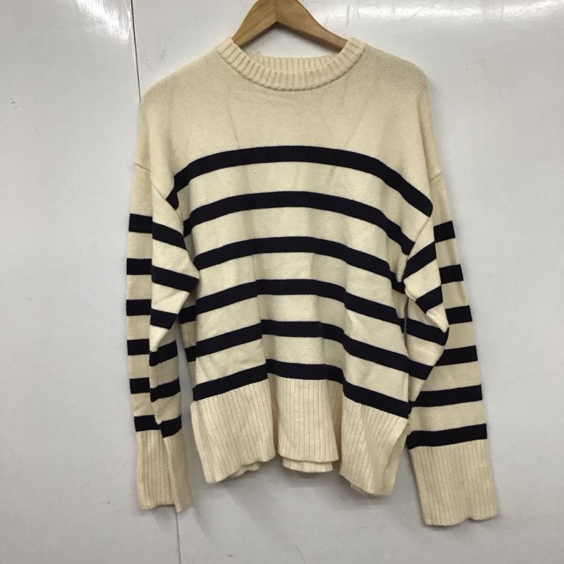 ザラ ZARA ニット、セーター 長袖 長袖ニットカットソー ニット セーター クルーネックニット S ボーダー柄 白 / ホワイト / レディース USED 古着 中古 10119562