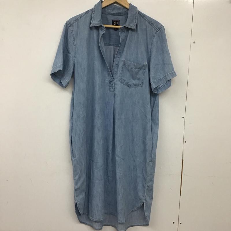 ギャップ GAP ワンピース ひざ丈スカート M 無地 水色 / ライトブルー / レディース USED 古着 中古 10134198