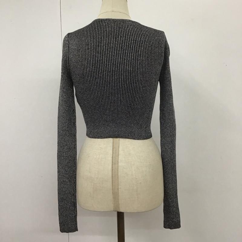 ザラ ZARA カットソー 長袖 3519 168 808 クロップド丈 ラメ S 無地 黒 / ブラック /  レディース USED 古着 中古 10113482