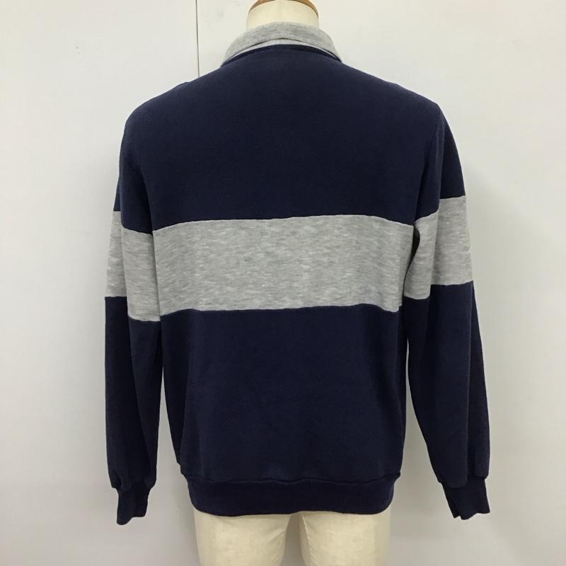 古着 USED トレーナー 長袖 スウェット 襟付き 裏起毛 L ロゴ、文字 灰 / グレー / X 紺 / ネイビー /  メンズ USED 古着 中古 10119828