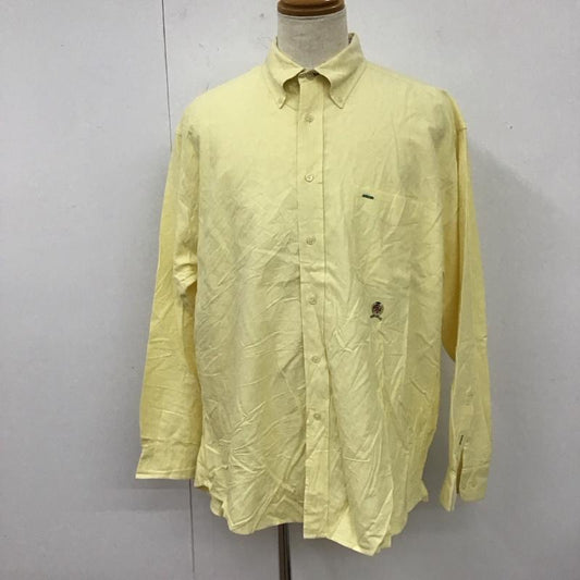 トミーヒルフィガー TOMMY HILFIGER シャツ、ブラウス 長袖 長袖シャツ カラーシャツ ポケットシャツ 長袖カットソー XL ロゴ、文字 黄 / イエロー /  メンズ USED 古着 中古 10113002