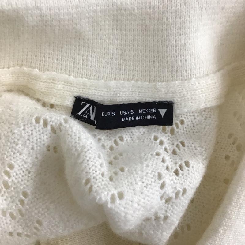 ザラ ZARA ニット、セーター 半袖 7901 829 450 ポロニット 透かし編み S 無地 白 / ホワイト /  レディース USED 古着 中古 10113480