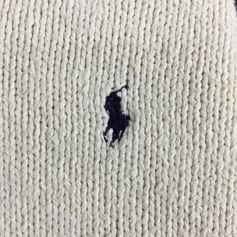 ポロバイラルフローレン Polo by RALPH LAUREN ニット、セーター 長袖 長袖ニットカットソー ニット セーター Vネックニットカットソー M ロゴ、文字 白 / ホワイト / メンズ USED 古着 中古 10110021