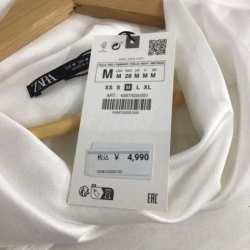 ザラ ZARA カットソー 半袖 4387/033/251 M 無地 白 / ホワイト / レディース USED 古着 中古 10133654