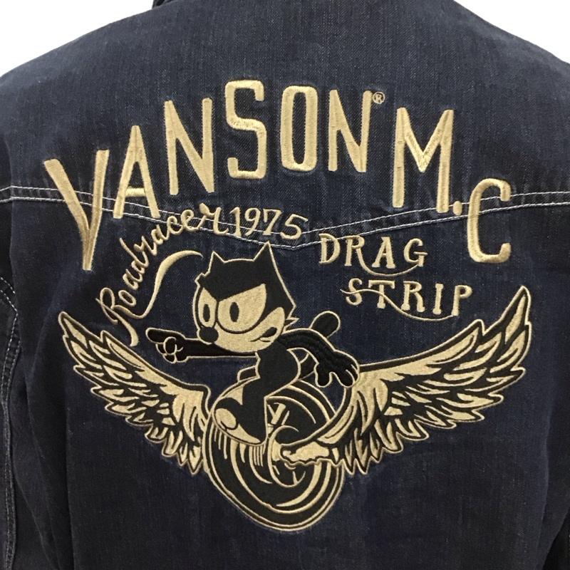 ヴァンソン VANSON シャツ、ブラウス 長袖 長袖シャツ カラーシャツ ポケットシャツ 長袖カットソー 古着 ヴィンテージ XXL ロゴ、文字 インディゴ / インディゴ / メンズ USED 古着 中古 10106784