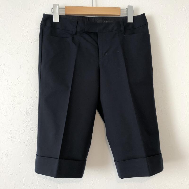 アナイ ANAYI パンツ ショートパンツ ハーフパンツ ロールアップ センタープレス 38 無地 紺 / ネイビー / レディース USED 古着 中古 10029192