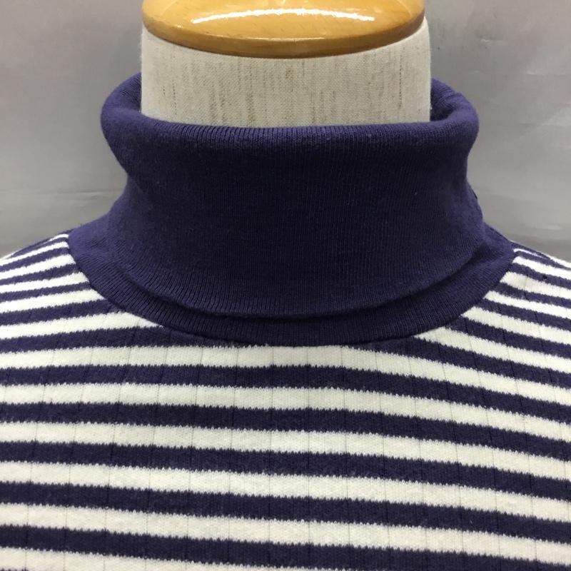 ラルフローレン RALPHLAUREN ニット、セーター 長袖 長袖ニットカットソー ニット セーター タートルネックニット L ボーダー柄 白 / ホワイト / X 紺 / ネイビー / メンズ USED 古着 中古 10120258
