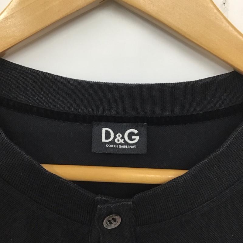 ドルチェアンドガッバーナ DOLCE&GABBANA カットソー 半袖 半袖カットソー 無地Tシャツ ヘンリーネックカットソー L ロゴ、文字 黒 / ブラック / メンズ USED 古着 中古 10137960