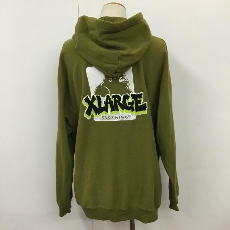 エクストララージ XLARGE パーカー 長袖 長袖パーカー フード付きパーカー プリントスウェット トレーナー L ロゴ、文字 緑 / グリーン / メンズ USED 古着 中古 10110065