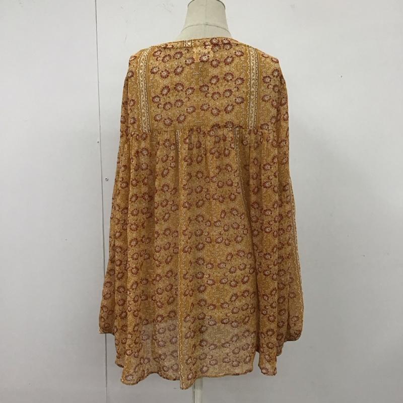 アングリッド Ungrid カットソー 長袖 121730471101 シフォンチュニック FREE 総柄 橙 / オレンジ / レディース USED 古着 中古 10112364