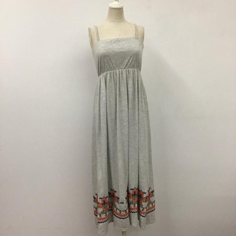 ビームス ハート BEAMS HEART ワンピース ロングスカート 43-26-0366-213 キャミソールワンピース 刺繍 灰 / グレー / レディース USED 古着 中古 10115472
